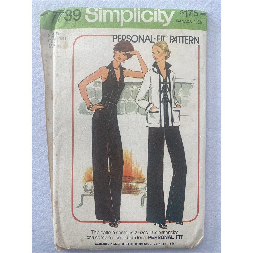 #7739 Simplicity Sewing Pattern Jumpsuit and Jacket Size 12/14 Retro 70s FF VTG